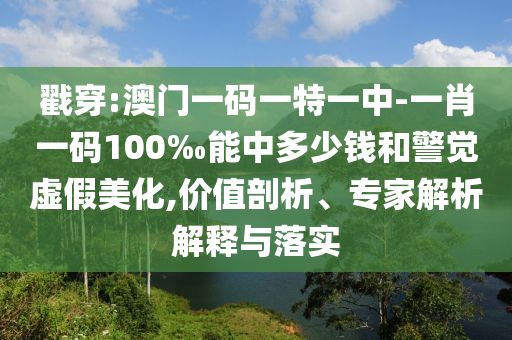 戳穿:澳門一碼一特一中-一肖一碼100‰能中多少錢和警覺虛假美化,價值剖析、專家解析解釋與落實(shí)